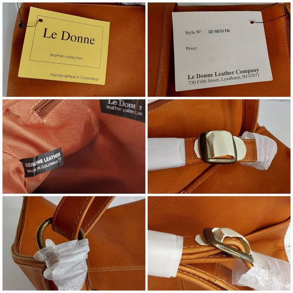 'LE DONNA' 'AVERELY' COLOMBIAN LEATHER TOP ZIP CLOSURE ADJUSTABLE CROSSBODY BAG - Picture 12 of 16